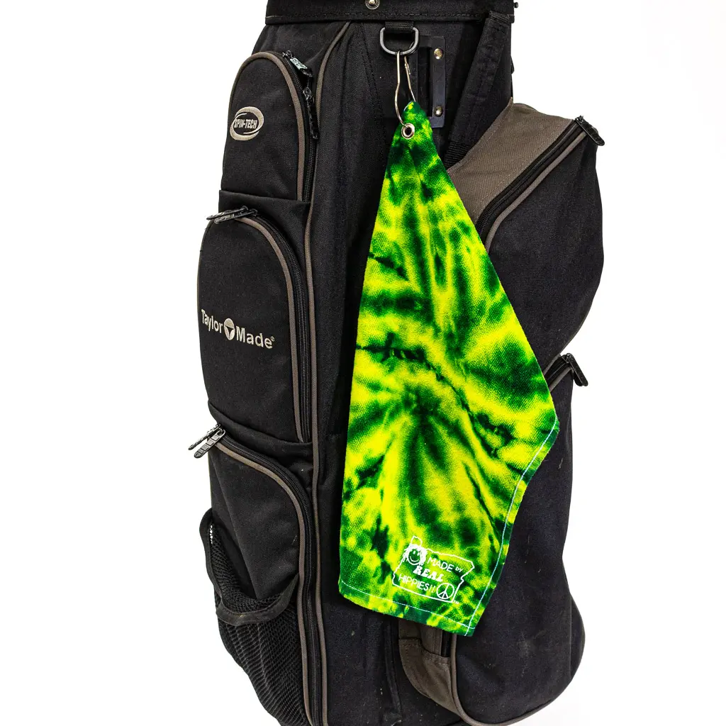 Spiral Tye-Died Flag On the Green Golf Towels - Image 2