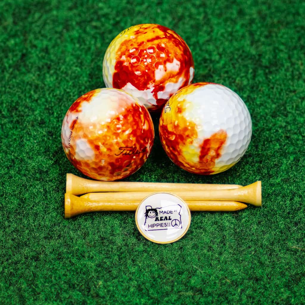 Hand Made Tie Dyed Golf Balls Tees and Marker