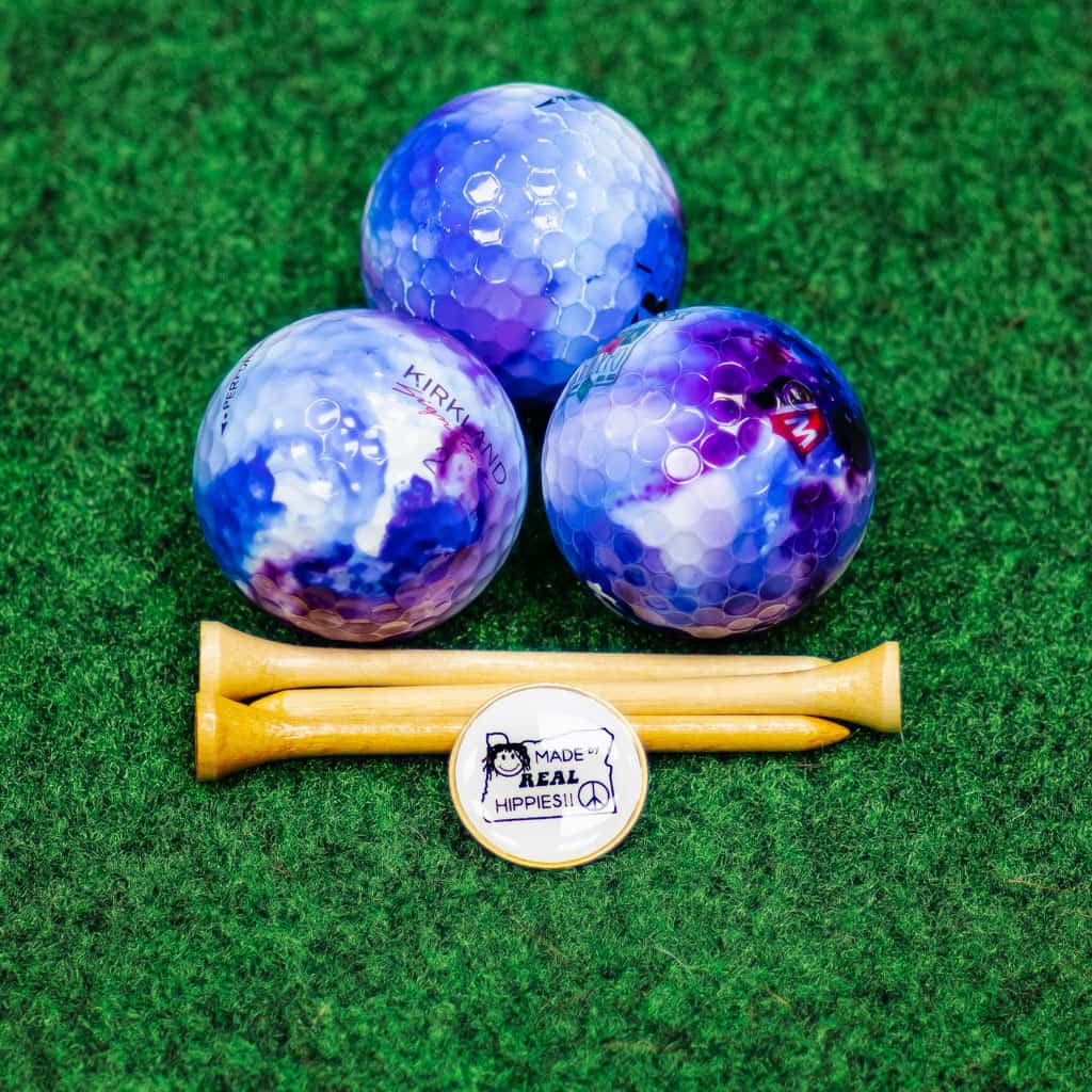 Hand Made Tie Dyed Golf Balls Tees and Marker